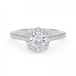 Forevermark Center of My UniverseÂ® Floral Halo Engagement Ring with Diamond Band